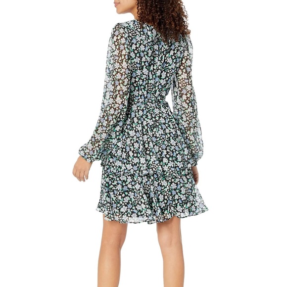 KARL LAGERFELD PARIS Women's Floral-Print Ruffled A-Line Dress NWT - Picture 4 of 5